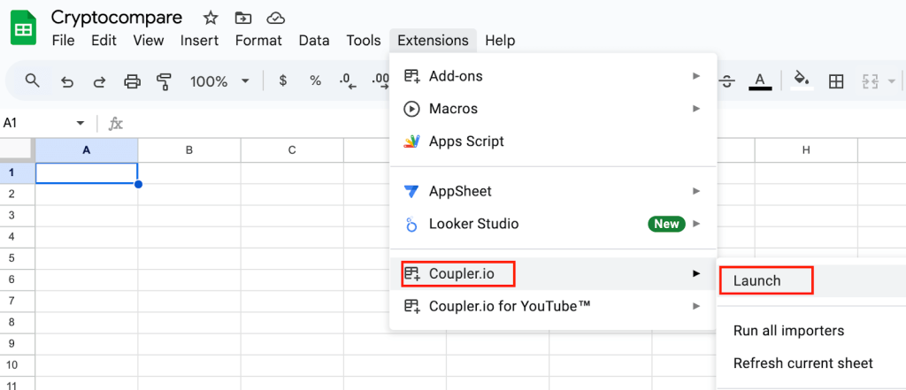 launch coupler.io add on
