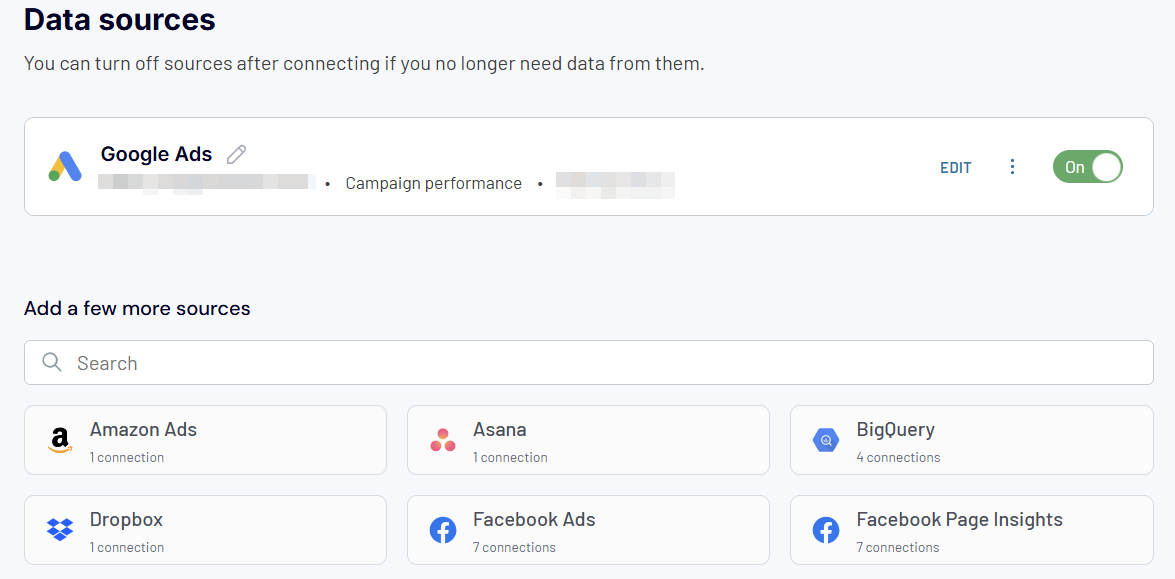 2. Ajouter une source Google Ads supplémentaire pour la création de rapports avec Coupler.io
