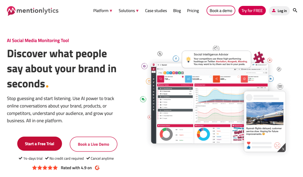 Mentionlytics homepage