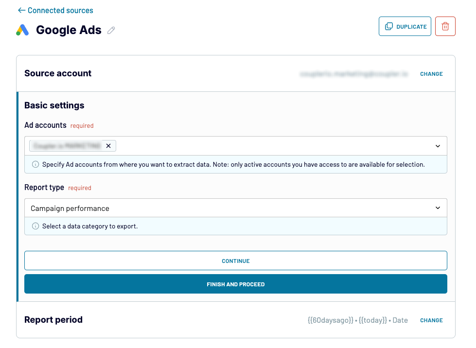 1 coupler TT google ads to gsheets