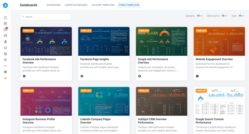 Plantillas de paneles de control Databox