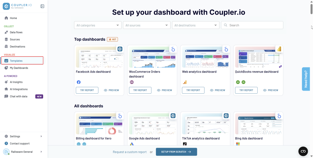 Coupler dashboard templates
