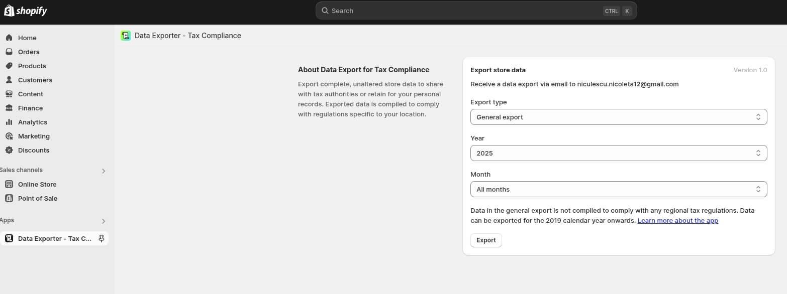 app export