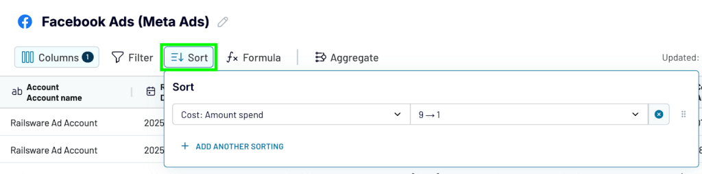 Data sorting example in Coupler.io
