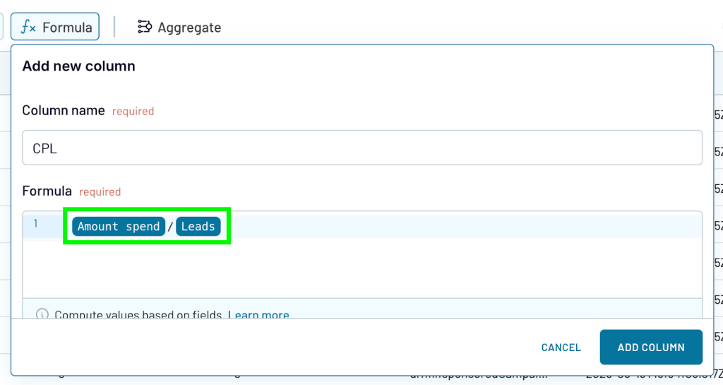 New calculated columns example in Coupler.io