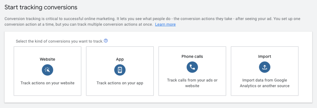 google ads for small business select kind of conversion