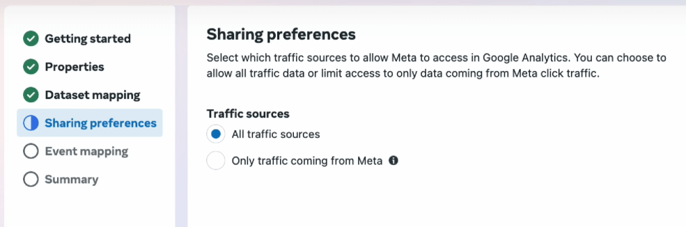 ga4 traffic source selection in meta
