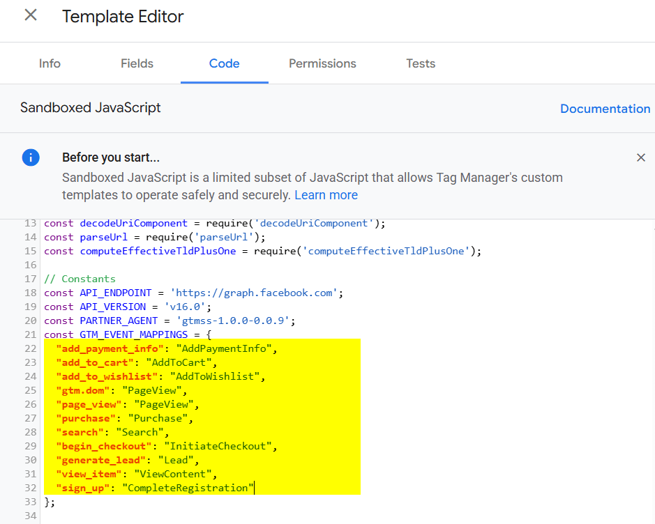 google tag manager tempate editor