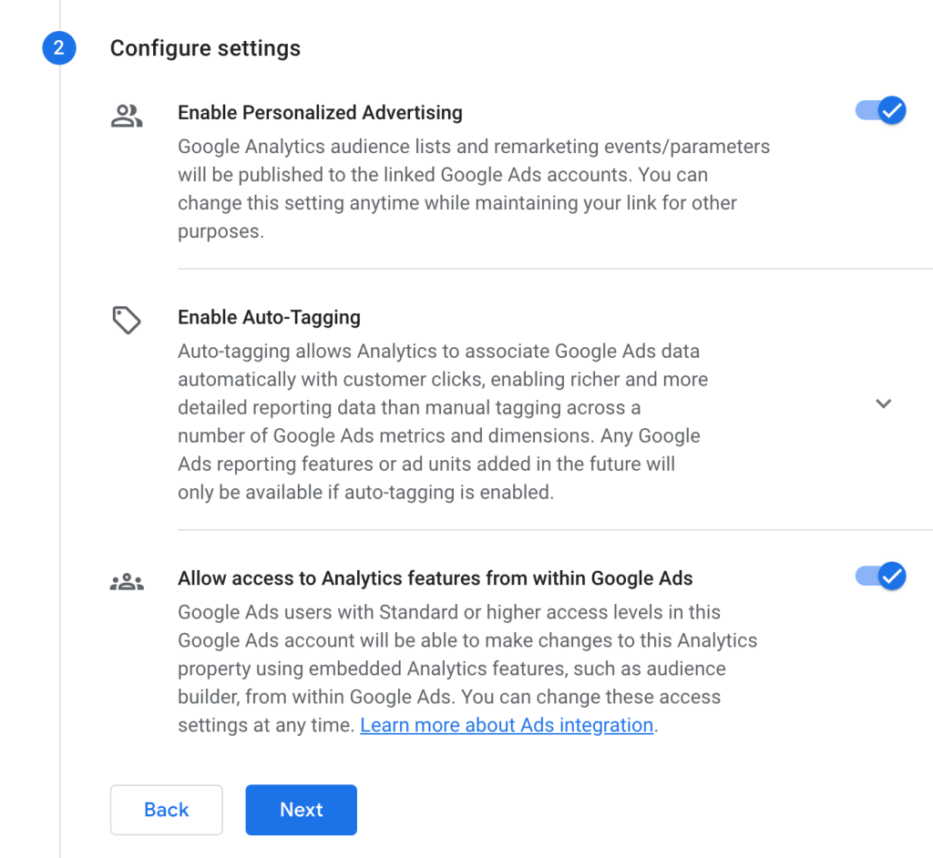 google ads for small business setup settings for linking google ads with google analytics