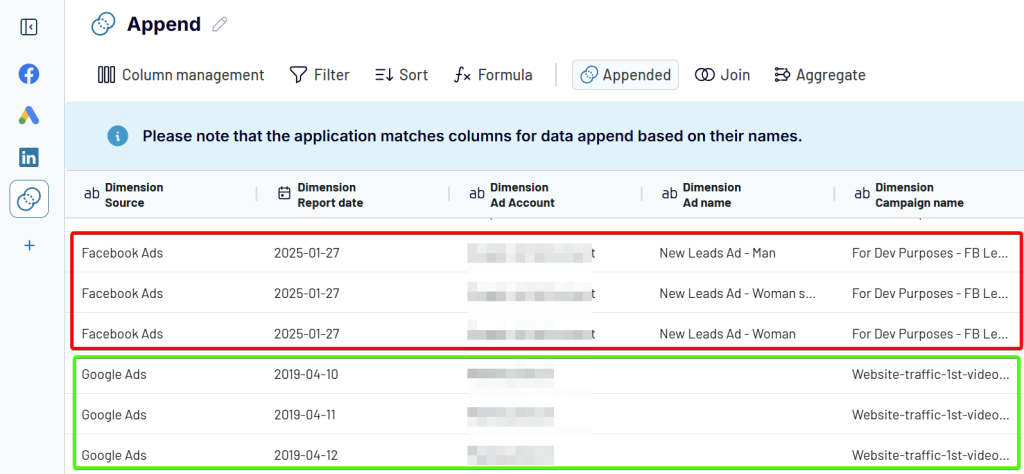 differentiate datasets