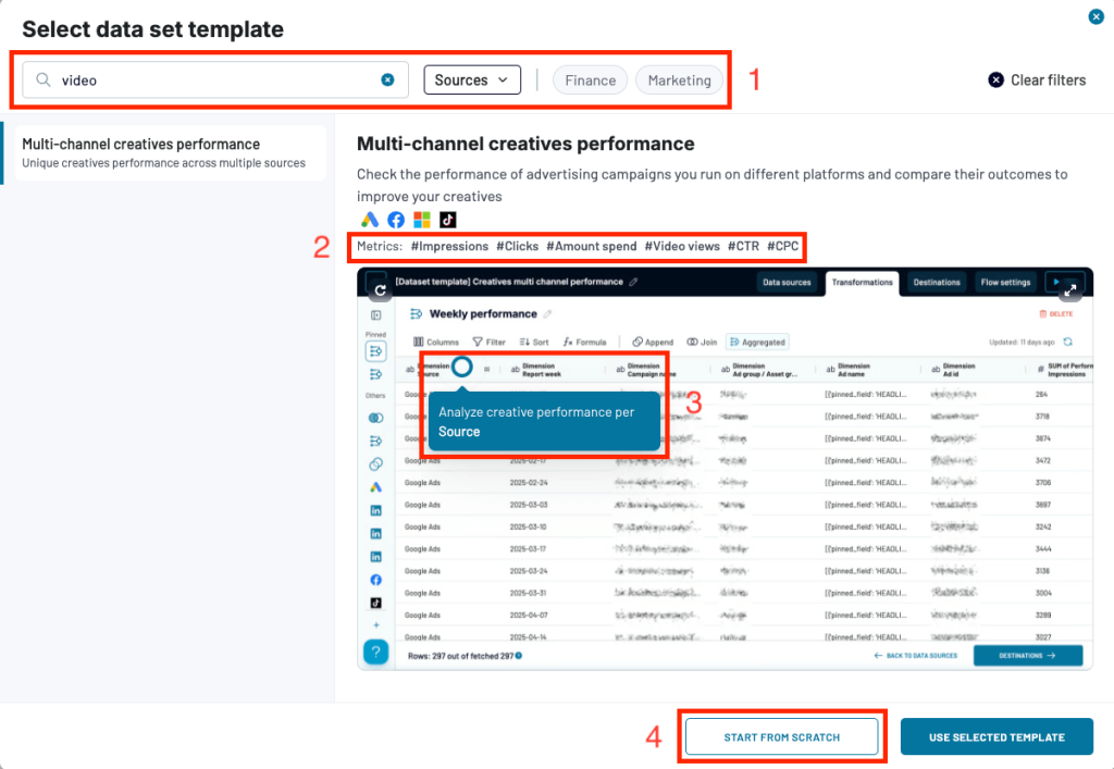 coupler data sets additional filtering options