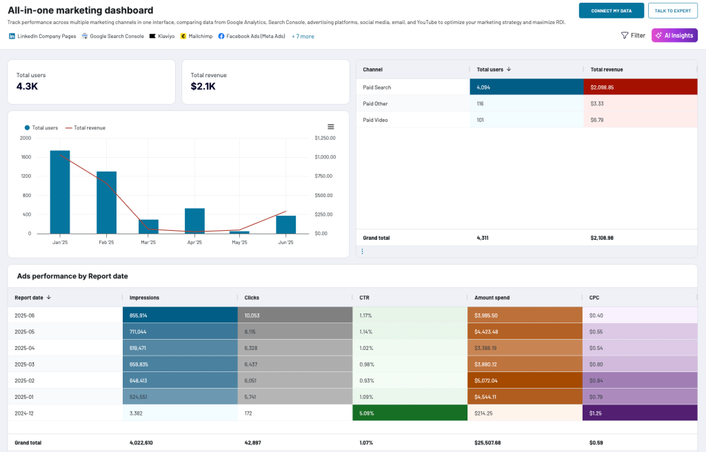 google ads for small business all in one marketing dashboard overview