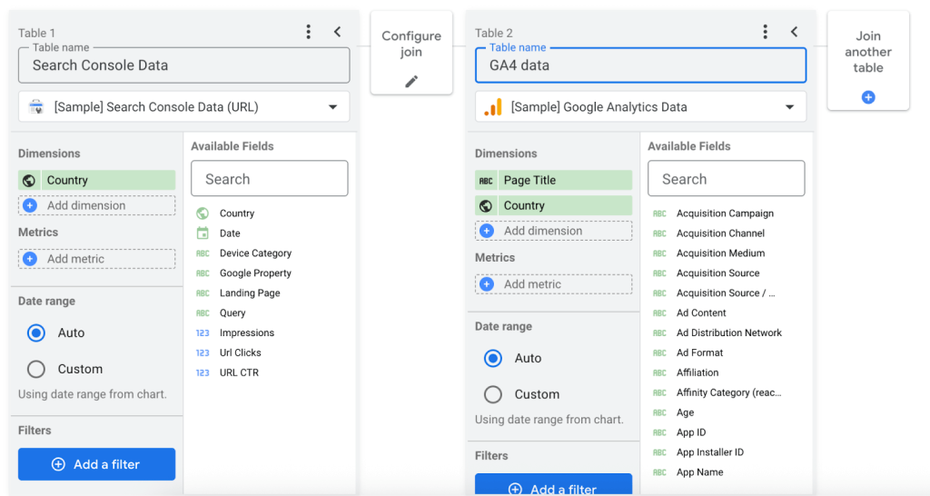 Joining data looker studio example
