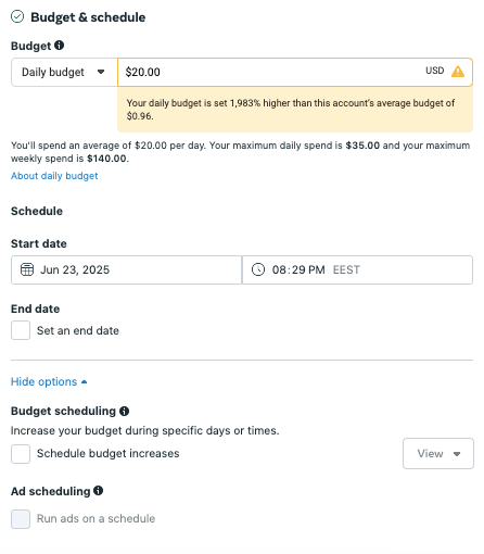 FacebookAdsBudget