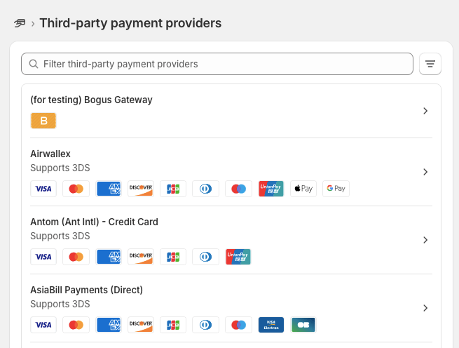 ThirdPartyPaymentProviders