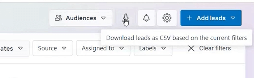 Download leads as CSV