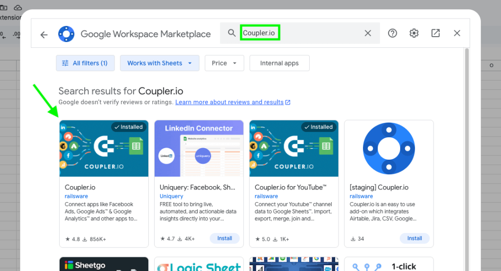 Coupler.io add in for Google Sheets tutorial