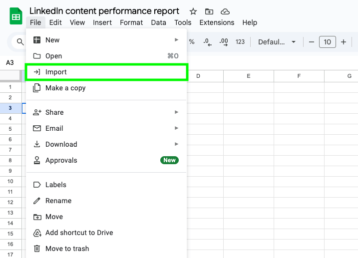 Manual export Linkedin in Google Sheets