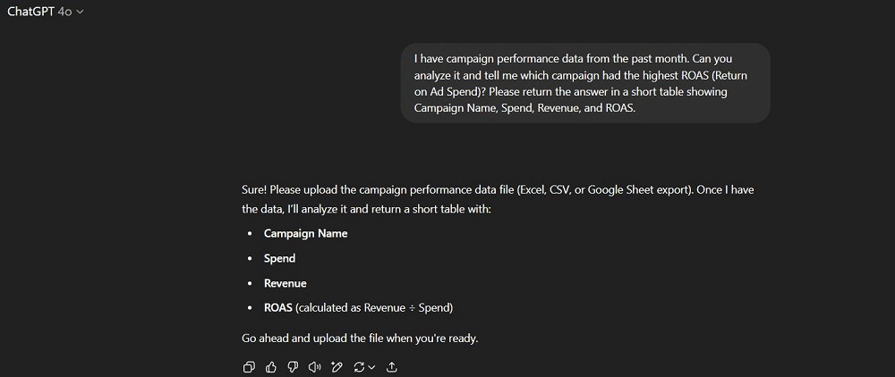 use chatgpt to analyze campaign performance