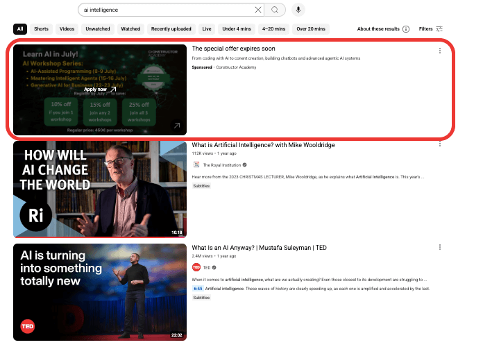 InFeedAdYouTube