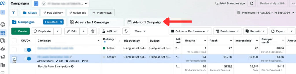 Selected Ad campaigns