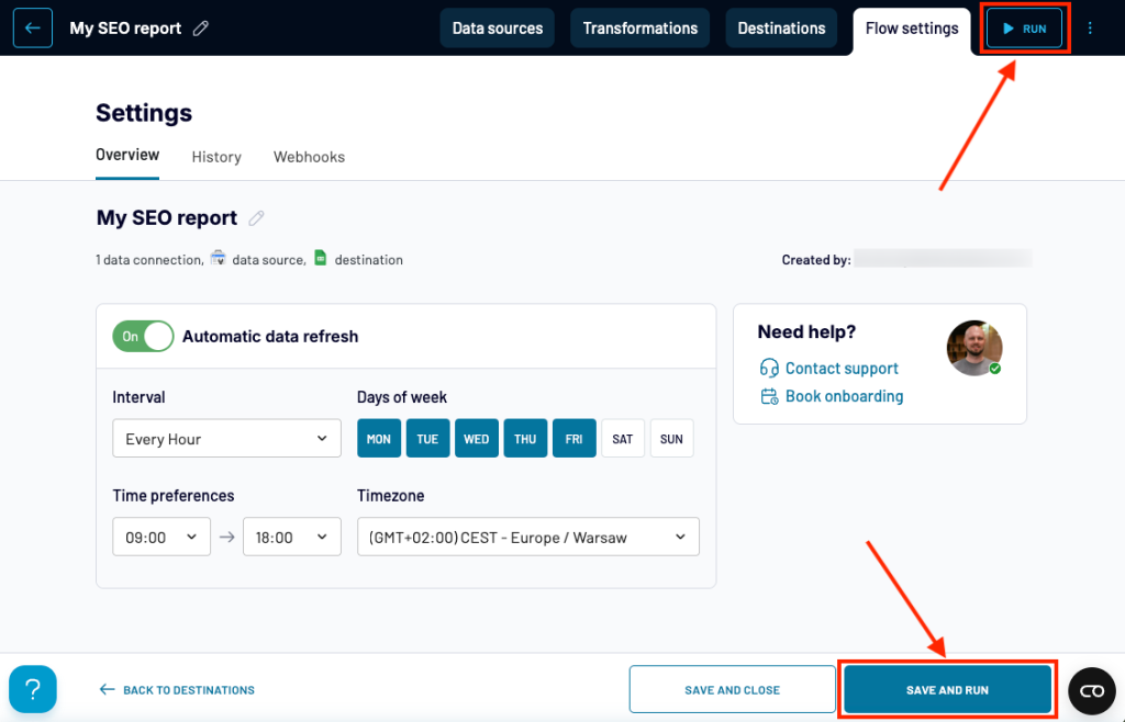 Run the initial data flow