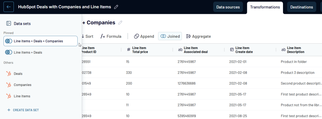 HubSpot deals with companies and line items