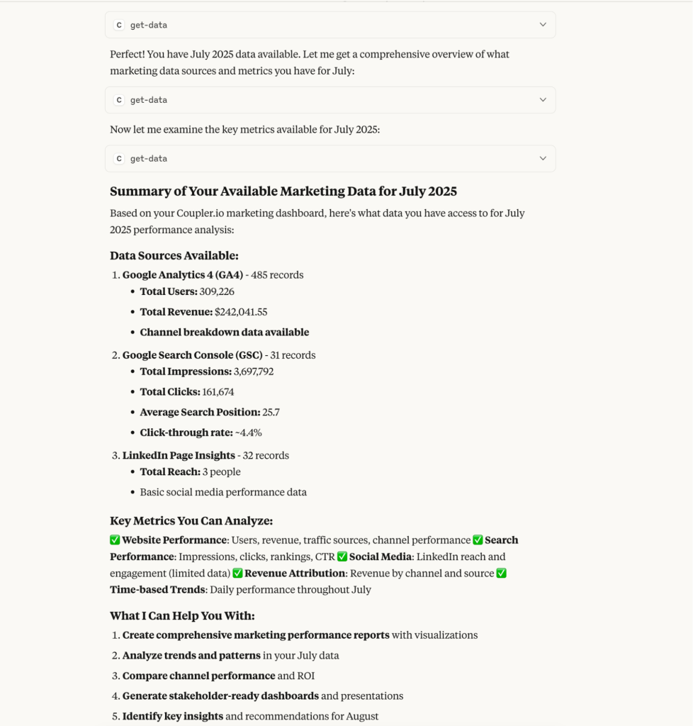 conversational analytics coupler claude