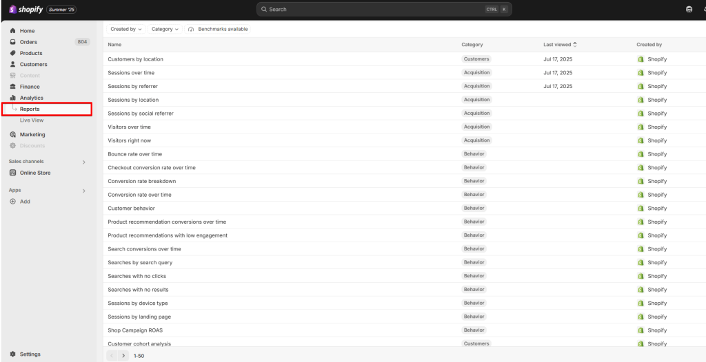 3 shopify out of the box traffic and performance reports