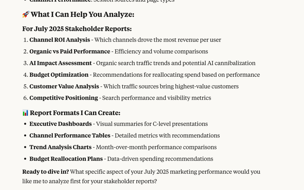 conversational analytics coupler server claude available data