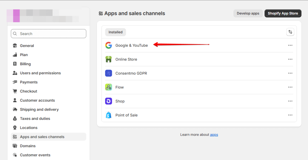 5 shopify google & youtube app successfully installed