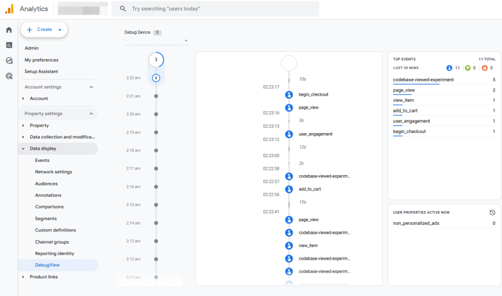 6 shopify events in google analytics debugview