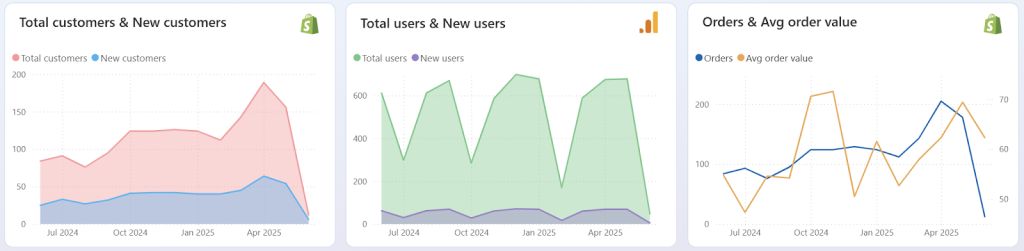 Shopify traffic overview dashboard - sales & customer trends