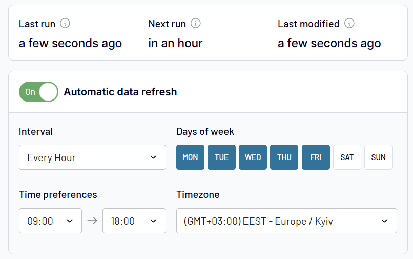 Automatic data refresh in Coupler.io