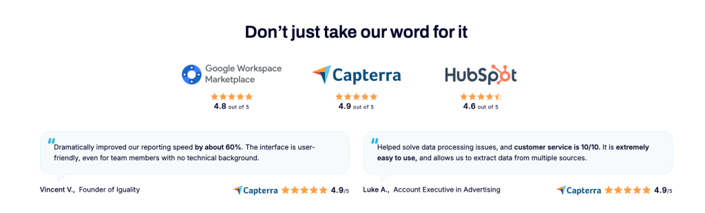 Testimonials example from coupler.io website