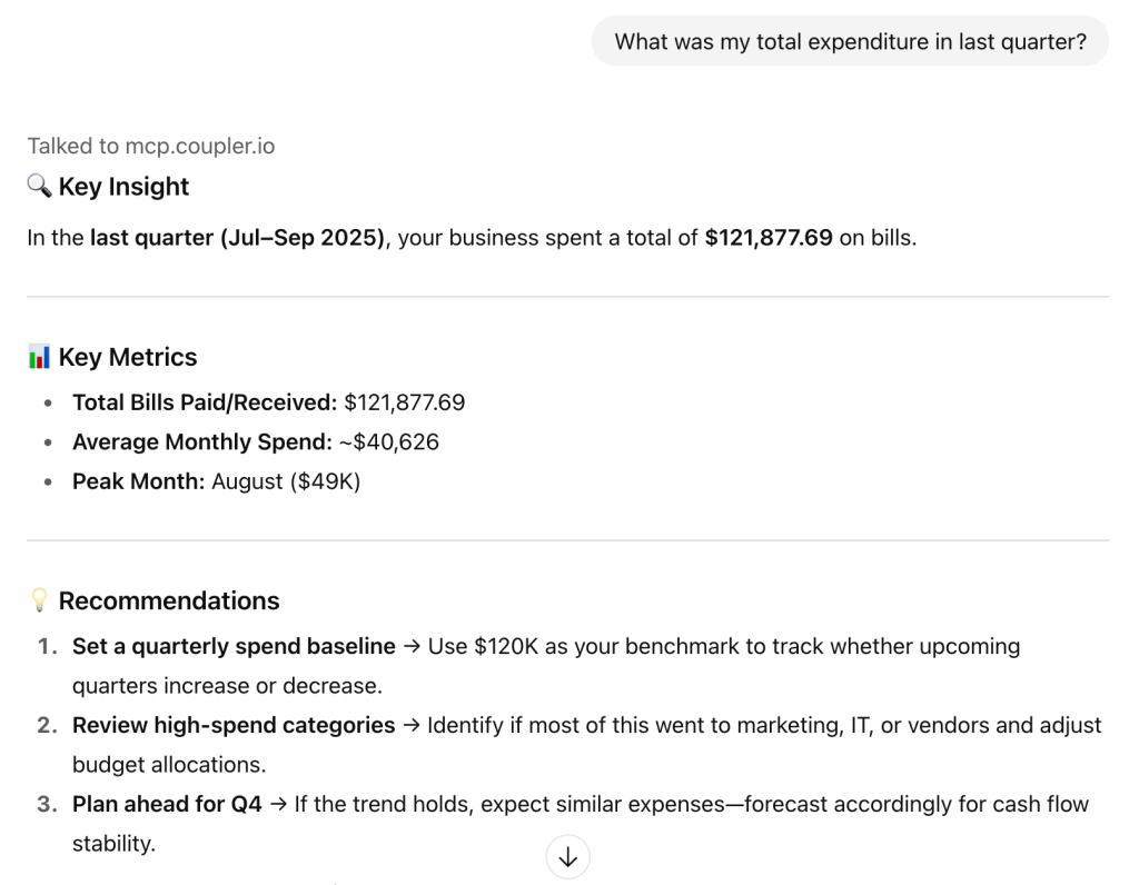 example of analyze quickbooks data with ai