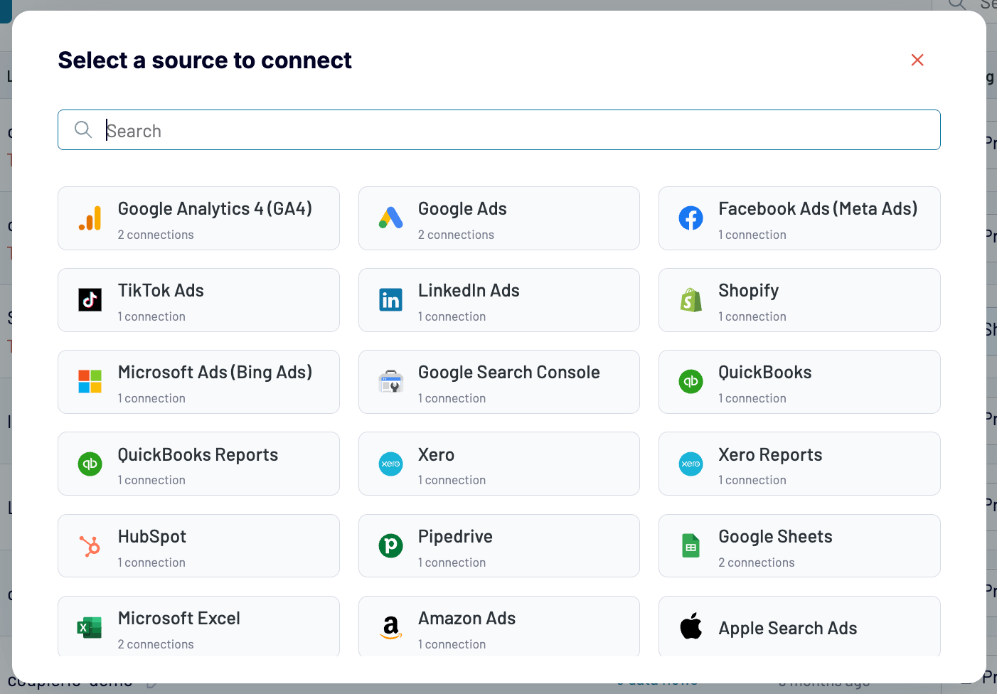 select sources coupler.io interface