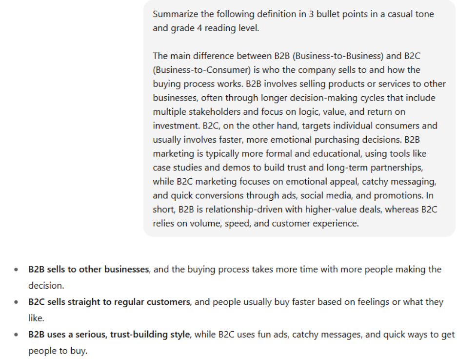 Direct instruction prompts