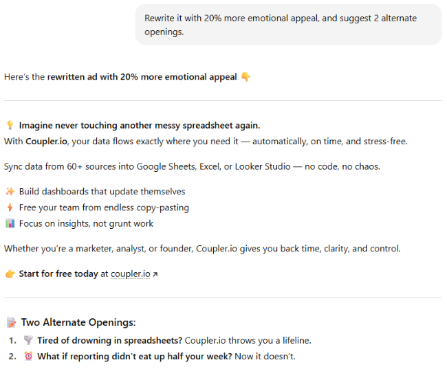 Self improving prompts