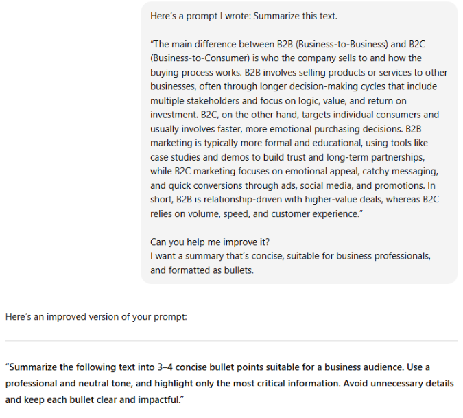 Using AI to improve prompts