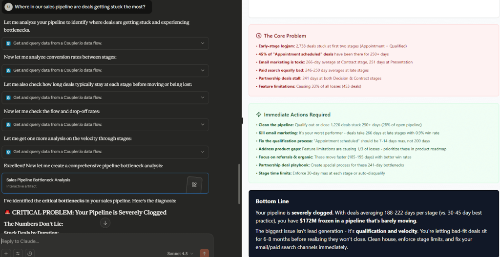 key sales data insights with claude