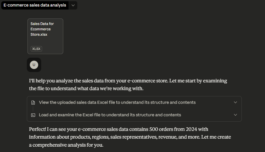 claude data analysis for excel files