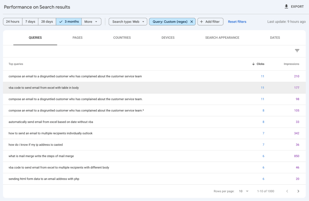 2.regex query over 6 words