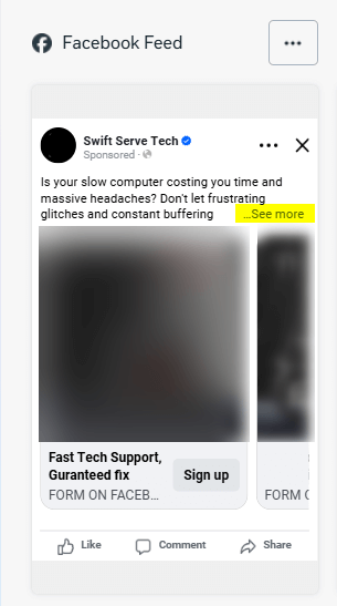 facebook feed primary text example