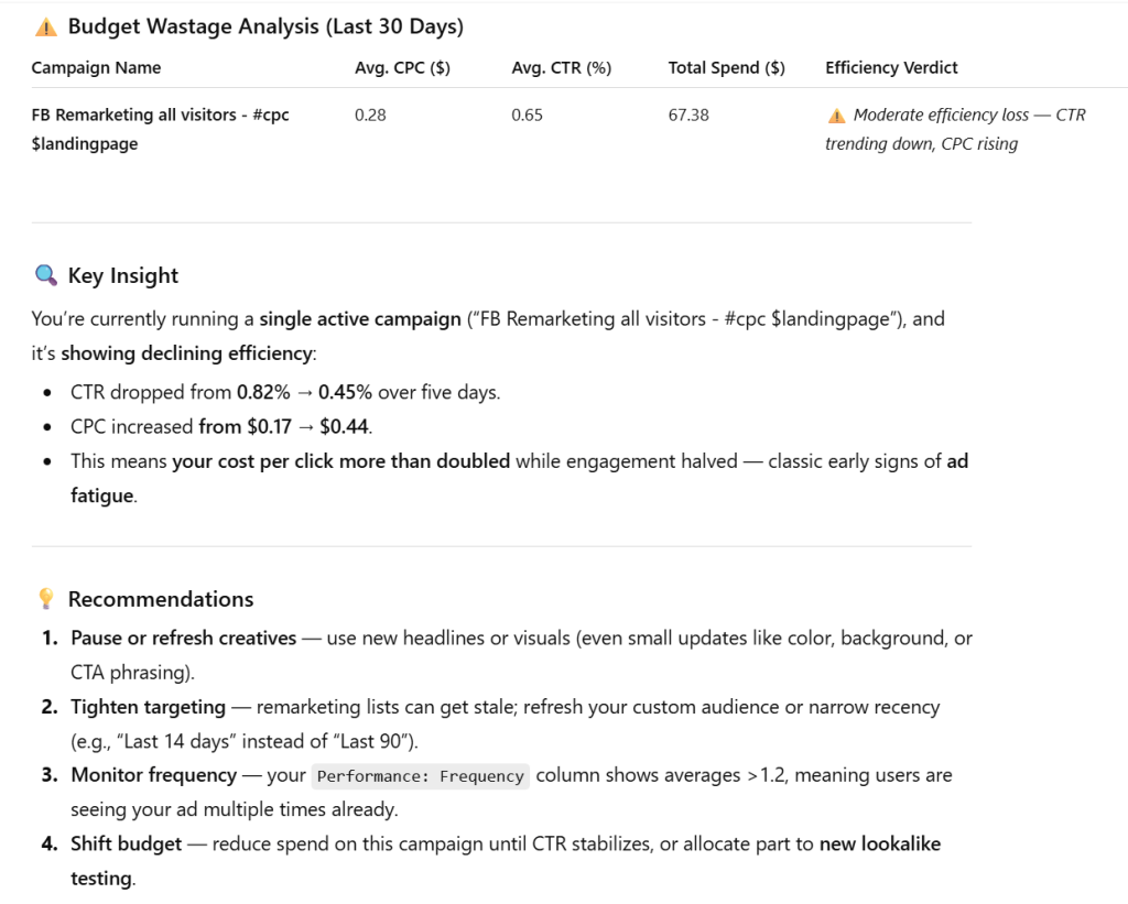 chatgpt facebook ads analysis example