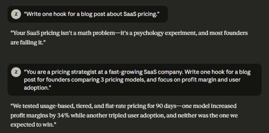 Context setting and priming prompts