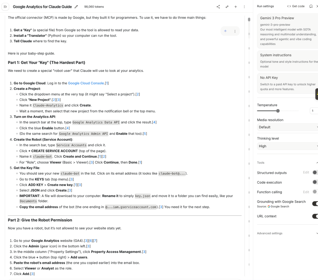 google analytics mcp AI instructions install claude