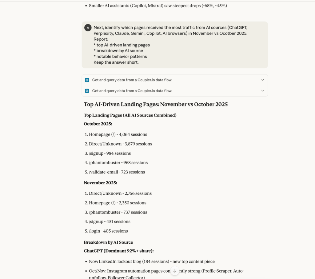 ga4 coupler claude connector data from multiple flows