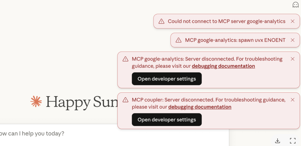 google mcp install claude error