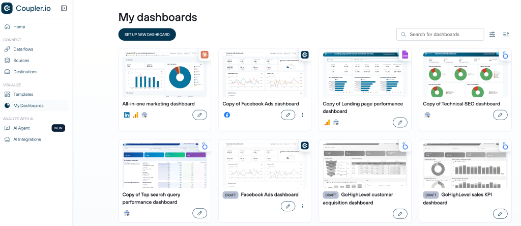Coupler.io dashboard templates